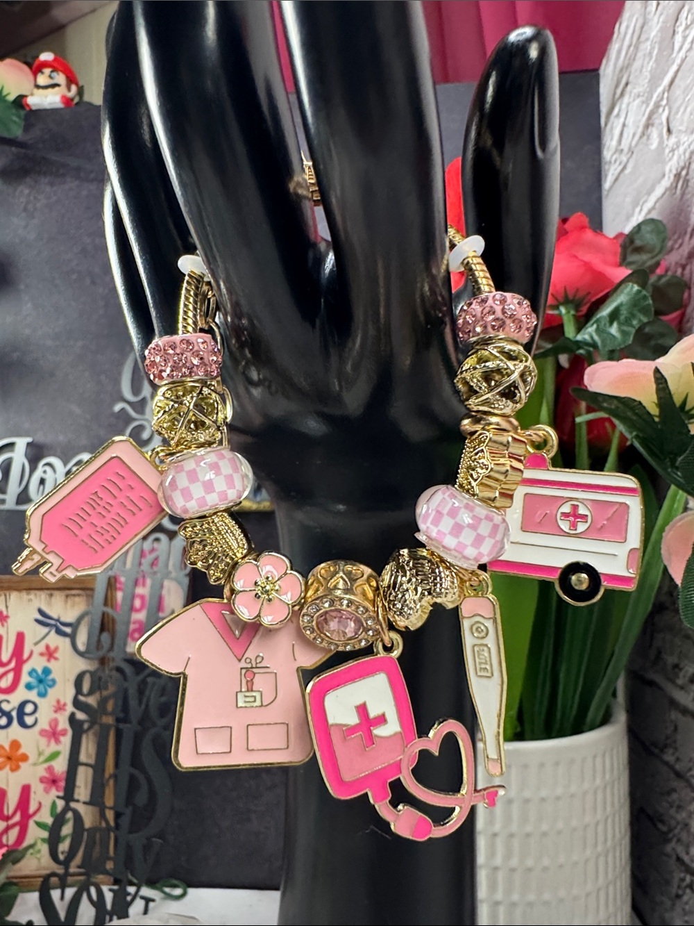Pink Nurse Charm Bracelet - Women Accessories